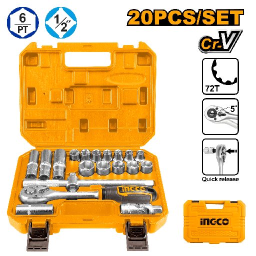 [HKTS12201] JUEGO DE SOCKET 1/2" 20PCS