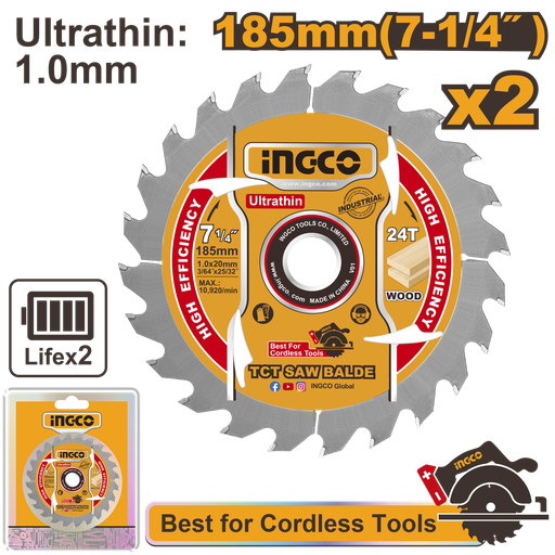 [TSB1853] DISCO DE SIERRA 7-1/4" 24T ULTRADELGADO SET 2 PCS