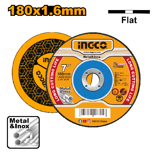 [MCD161801] [AGOTADO] DISCO DE CORTE METAL 7" X 1/16" X 7/8" PLANO