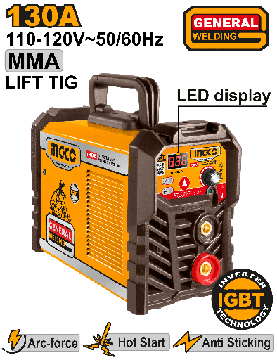 [ING-UMMA13028] MAQUINA DE SOLDAR INVERTER MMA/TIG LIFT 110V 130A