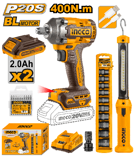 [UCOSLI23048] COMBO INGCO LLAVE IMPACTO 1/2" Y LINTERNA