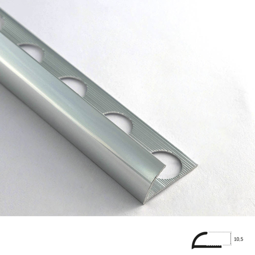 PERFIL ALUMINIO 10,5 mm PLATA BRILLO 2,6 ml.