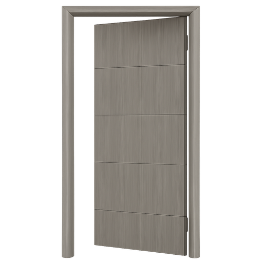 [41-3704] PUERTA DE INTERIOR MDF 3' X 7' C/MARCO - NOGAL 4 LINE BLACK