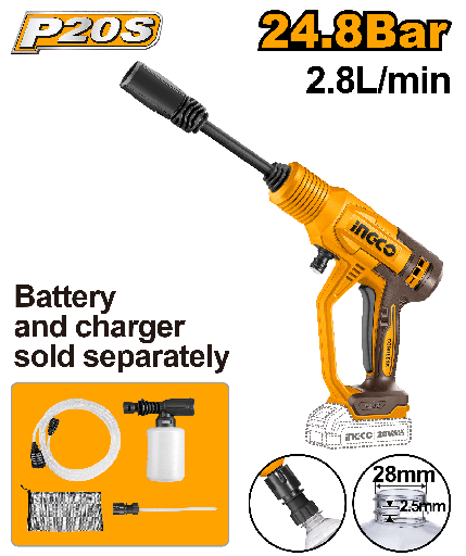 [CPWLI2036] HIDROLAVADORA INALAMBRICA 24.8bar 20V 