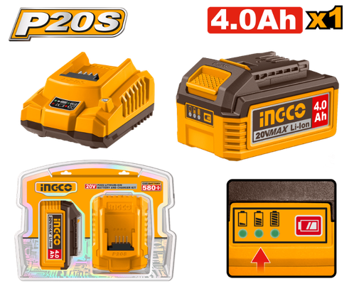 [UFBCPK1012] [AGOTADO] SET DE CARGADOR LITIO 20V CON BATERIA 4.0A