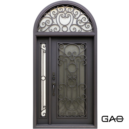 [41-3714] PUERTA DE ACERO FORJADO 2650X1200 REF. N-2020 (COBRE DERECHA)