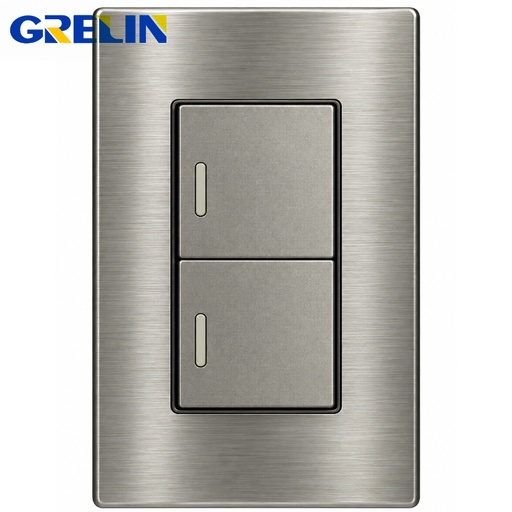 [12-2490] INTERRUPTOR DOBLE ACERO INOX. AD-02/2  GRELIN