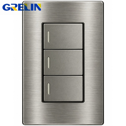 [12-2488] INTERRUPTOR TRIPLE ACERO INOX. AD-03  GRELIN