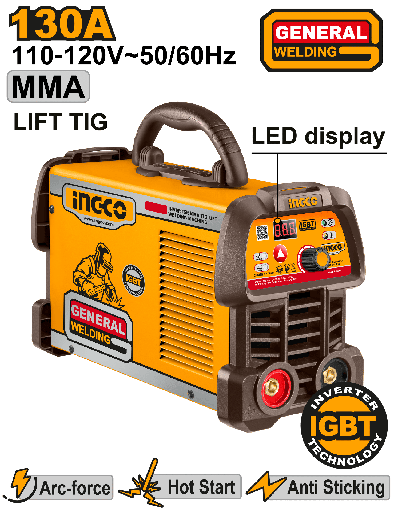 [ING-UMMA13059] MAQUINA DE SOLDAR INVERTER MMA/TIG LIFT 110V 130A 