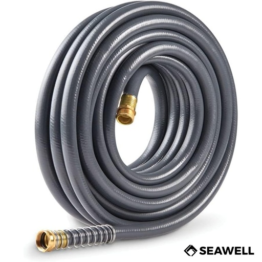 [22-0195] SEAWELL/MANGUERA DE JARDIN/REFORZADA/PVC/ 4 CAPAS GRIS DE 5/8"IN X 50´