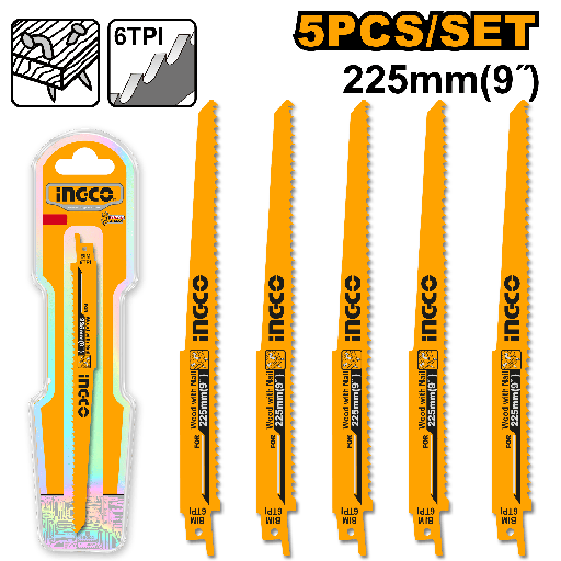 [RSB1111DF] SET 5 PCS PARA SIERRA SABLE MADERA 9" 6TPI 