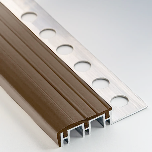 [52-0123] PELDAÑO ALUMINIO INTERIOR CON GOMA MARRON