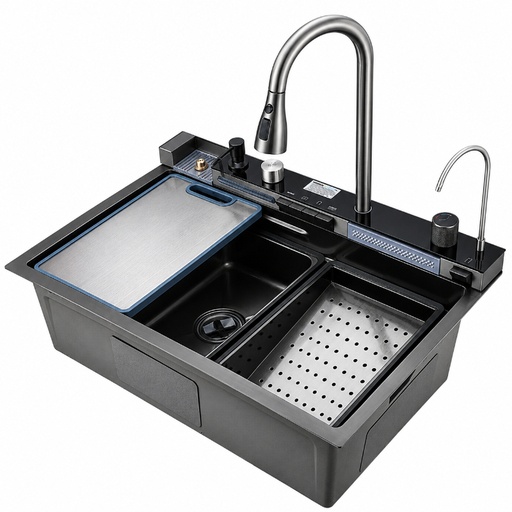 [15-0285] FREGADOR MULTIFUNCIÓN REF. SIENA NANO BLACK (7546) 75CM X 46CM X 22CM
