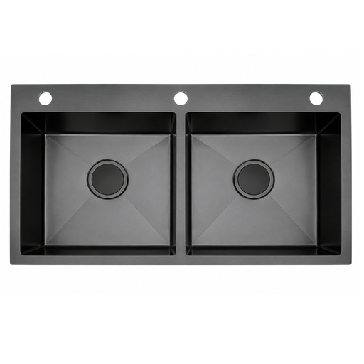 [15-0284] FREGADOR DOBLE NANO BLACK (8245) 82CM X 45CM X 22CM 
