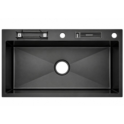 [15-0287] FREGADOR SENCILLO NANO BLACK (7546) 75CM X 45CM X 22CM  