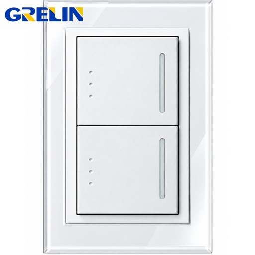 [12-2539] INTERRUPTOR DOBLE GLOSSY BLANCO REF.Q1-02/2 GRELIN