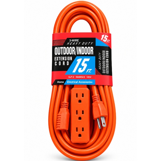 [23-2411] EXTENSION ELECTRICA CON REGLETA HEAVY DUTY 15FT 1.0 125V