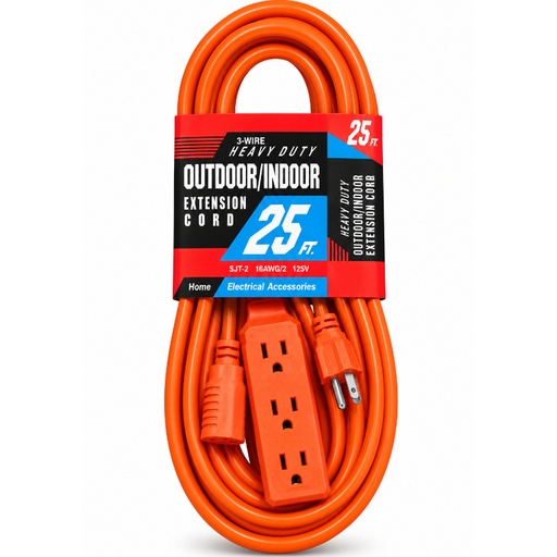 [23-2412] EXTENSION ELECTRICA CON REGLETA HEAVY DUTY 25FT 1.0 125V