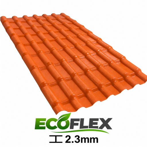 [24-1900] TEJA UPVC COLOR ROJO TEJA ECOFLEX 8' 1050 X 2409 X 2.3MM