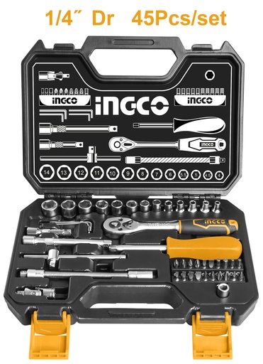 [HKTS14451] CAJA DE HERRAMIENTAS RATCHET 1/4" 45 PCS