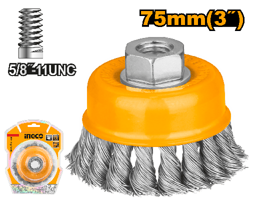 [UWB20751] CEPILLO COPA DE ALAMBRE TRENZADO 3" 5/8"