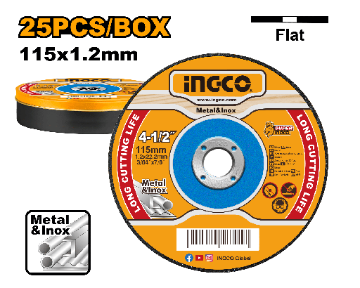 [MCD1211525] DISCO DE CORTE METAL ABRASIVO 4-1/2" X 3/64" X  7/8" (25PZS)