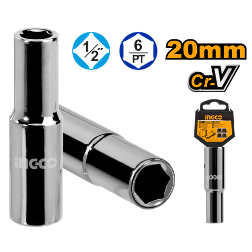 [HHAST12203L] SOCKET HEXAGONAL LARGO 1/2" 6PT 20MM