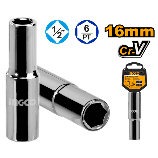 [HHAST12163L] SOCKET HEXAGONAL LARGO 1/2 X 16 MM 6 PT