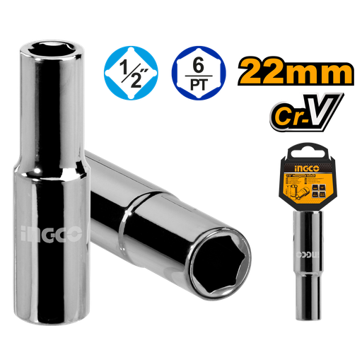 [HHAST12223L] SOCKET HEXAGONAL LARGO 1/2 X 22 MM 6 PT