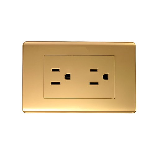 [ENP102] TOMACORRIENTE DECO DOBLE DORADO UYUS